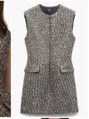Rag & Bone Tina Linton Wool Blend Metallic Tweed Minidress